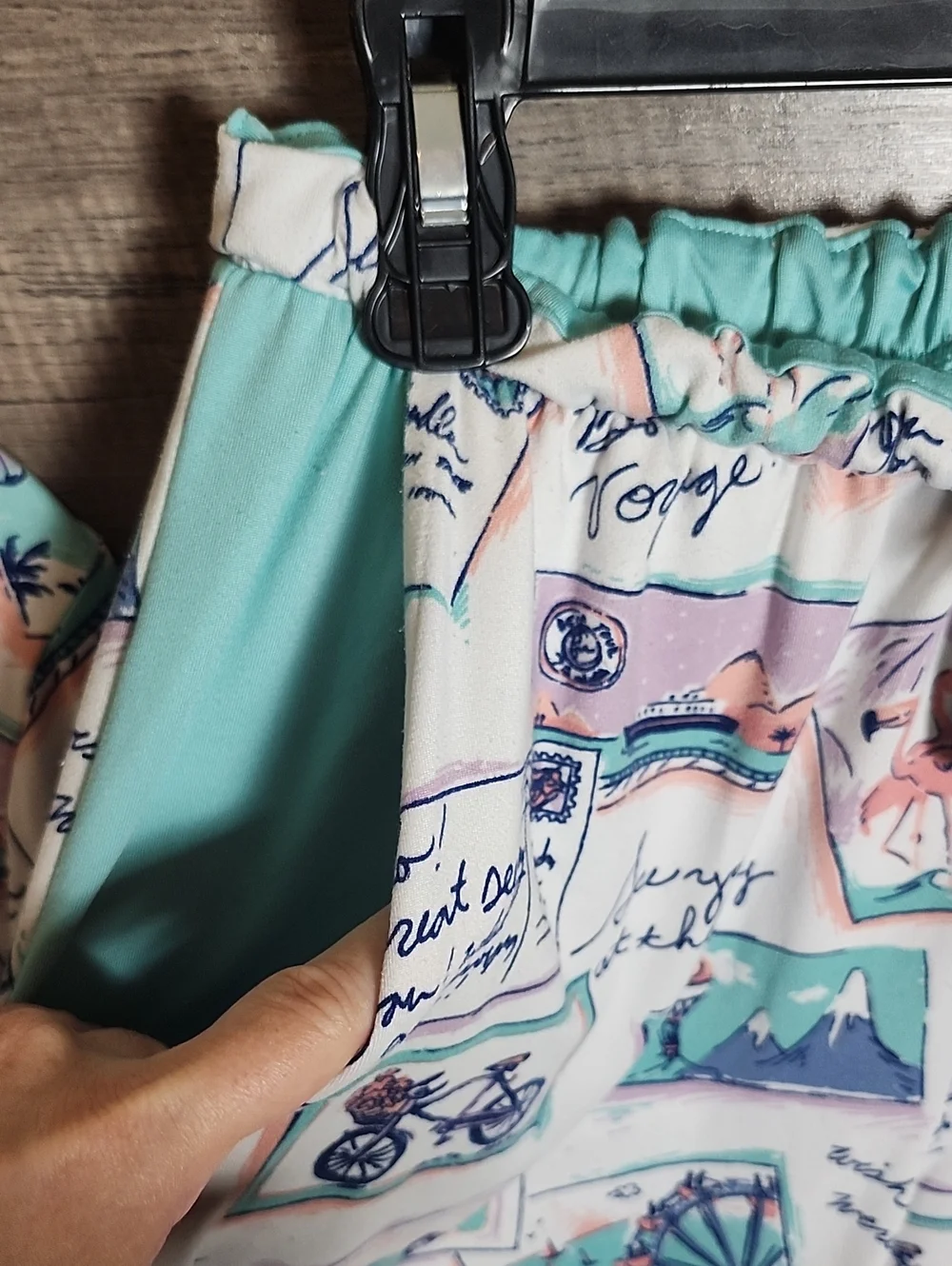 Munki Munki Cropped Short Sleeve Pajama Set In Summer Postcard Print